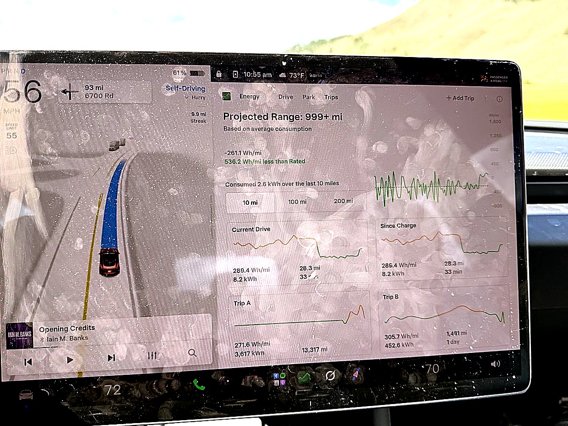 Cleaned full Tesla center display showing Energy tab